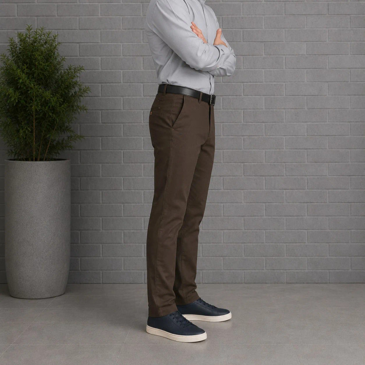 شلوار کتان مردانه راسته رنگ قهوه ای سوخته سایز 44 تا 52
