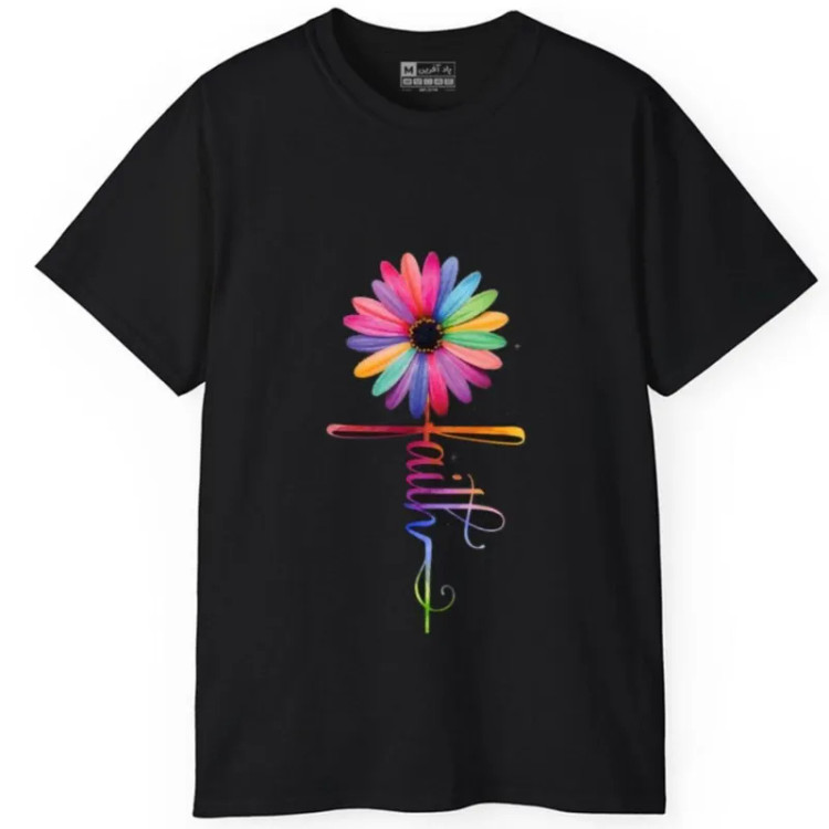 تیشرت آستین کوتاه مردانه مدل گل طرح چاپ شده جنس نخ و پلی استر