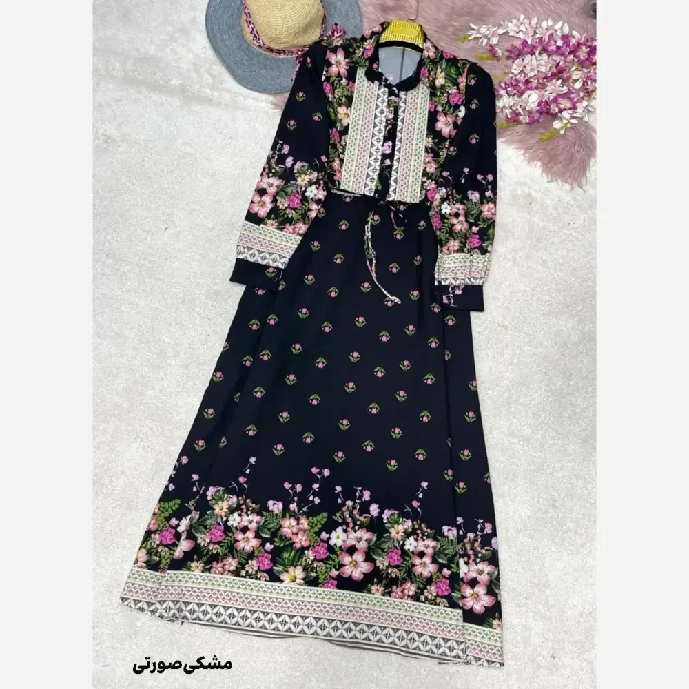 پیراهن ساحلی لاله فلور نخ زنانه فری سایز سورمه ای مشکی قرمز مشکی صورتی