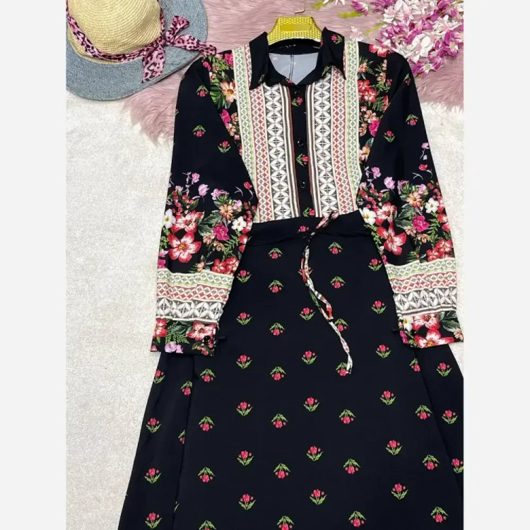 پیراهن ساحلی لاله فلور نخ زنانه فری سایز سورمه ای مشکی قرمز مشکی صورتی