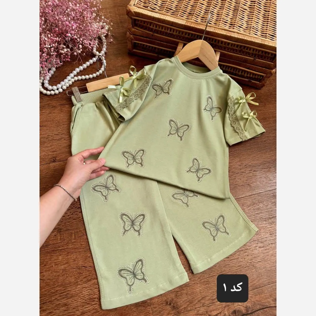 ست تیشرت و شلوار دخترانه پنبه دورس مناسب 3 تا 12 سال سایزبندی 35 تا 60