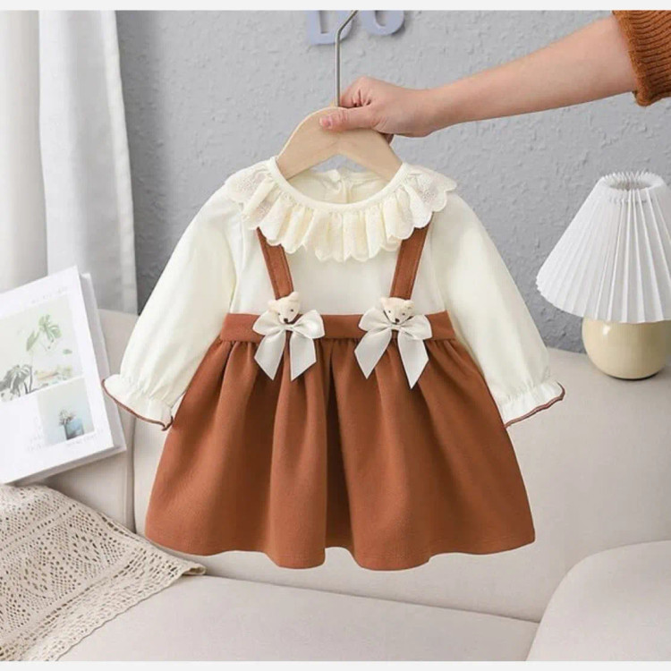 پیراهن دخترانه کرپ مازراتی مناسب 6 ماه تا 6 سال