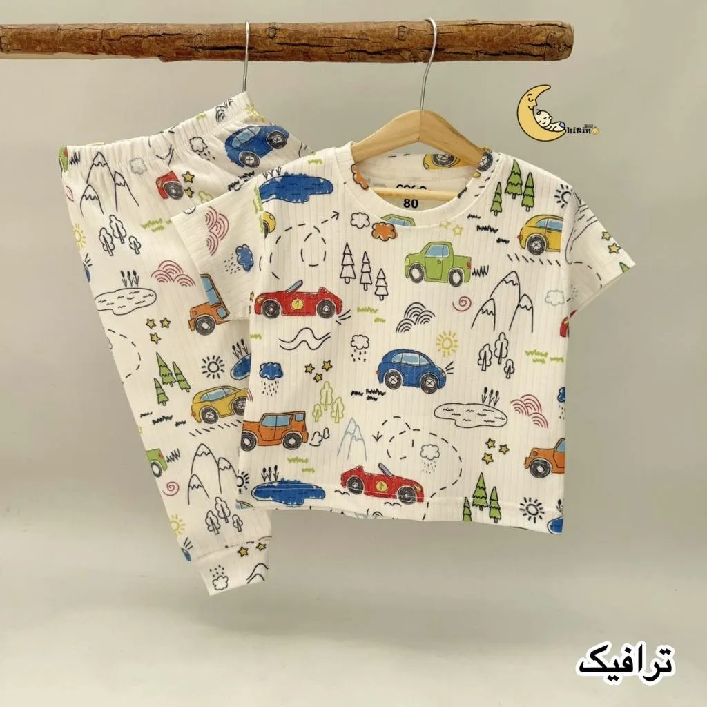 ست تیشرت و شلوار راحتی نخ پنبه کوکودر 4 فصل 3 طرح سایز 1 تا 7 سال بدون آبرفت و رنگ ثابت