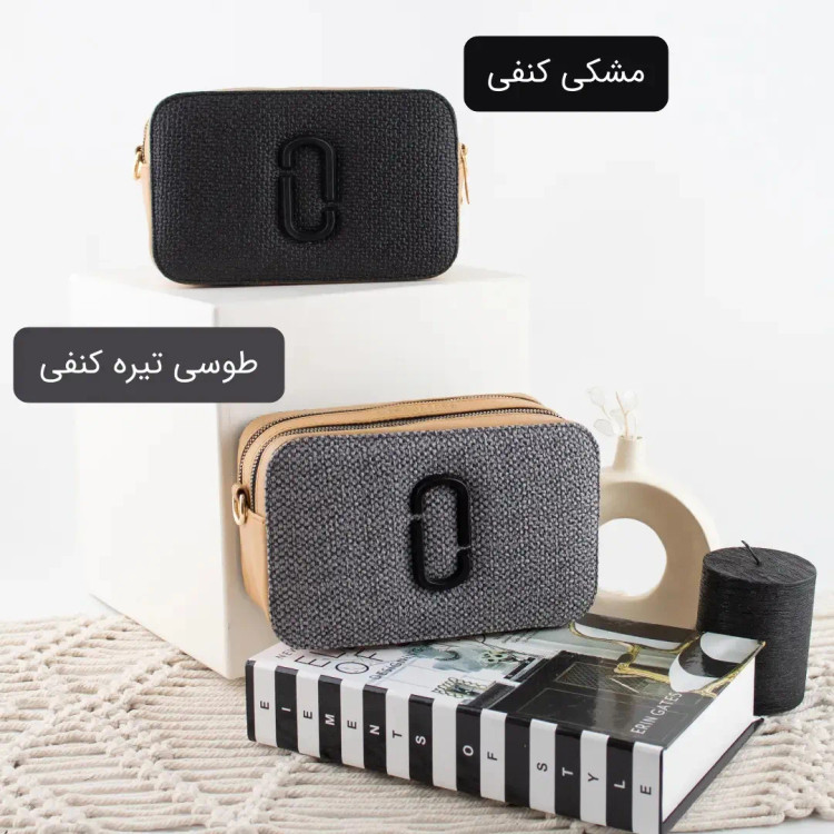 کیف پاسپورتی چرم مصنوعی زیپدار اسپرت روزمره بند بلند دو جیب بیرونی