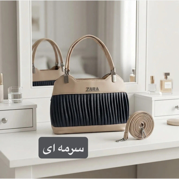 کیف زنانه مجلسی چرم مصنوعی زیپدار با بند بلند
