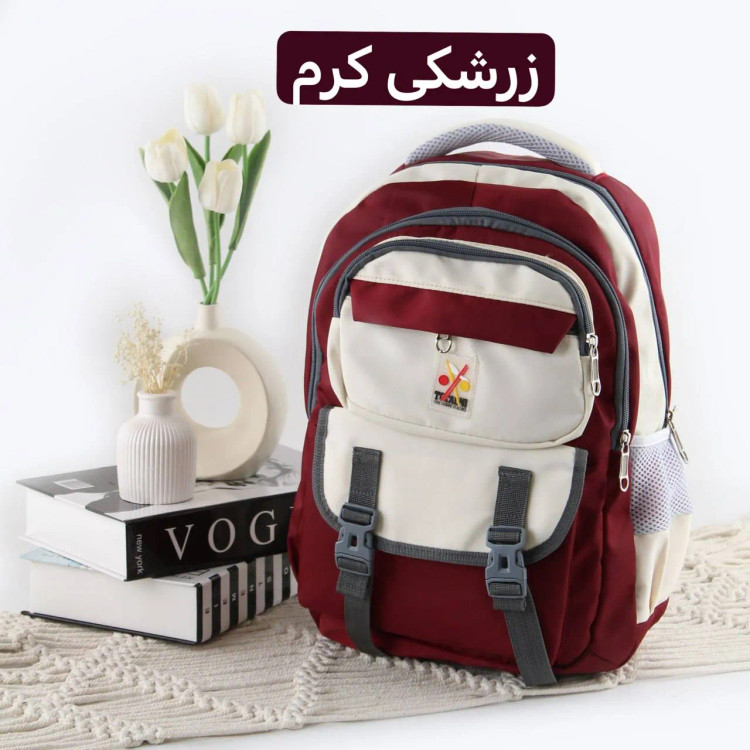 کوله پشتی پارچه ای دیبا سه بند 45 در 30 سانتیمتر با جیب متعدد مدرسه و دانشگاه