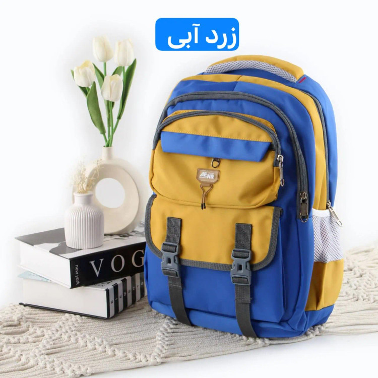 کوله پشتی پارچه ای دیبا سه بند 45 در 30 سانتیمتر با جیب متعدد مدرسه و دانشگاه