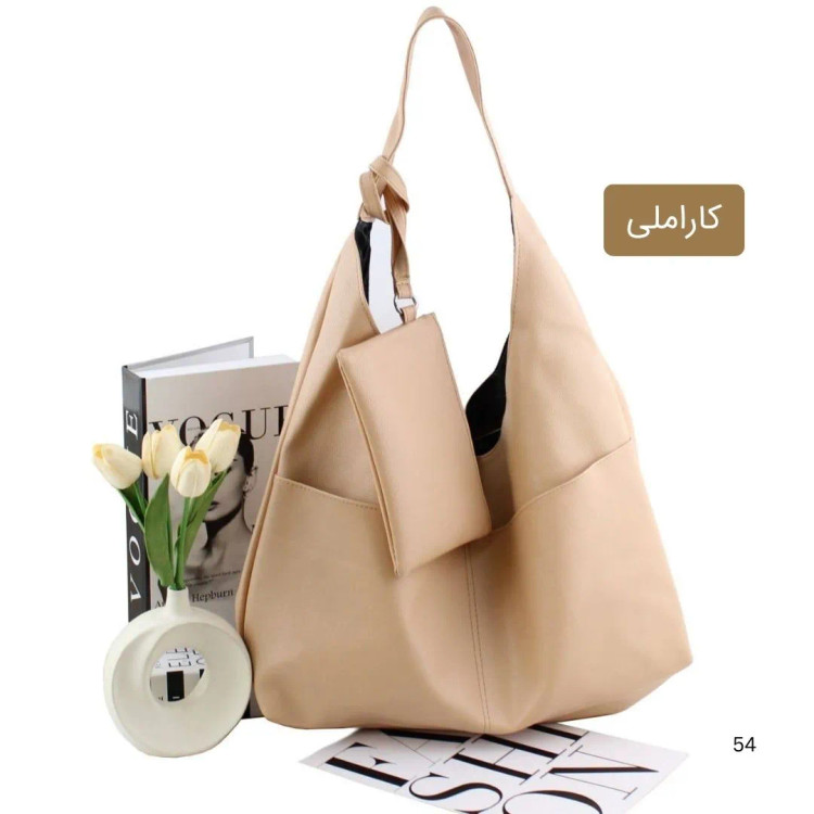 کیف زنانه چرم مصنوعی روزمره و دانشگاهی سه جیب بیرونی