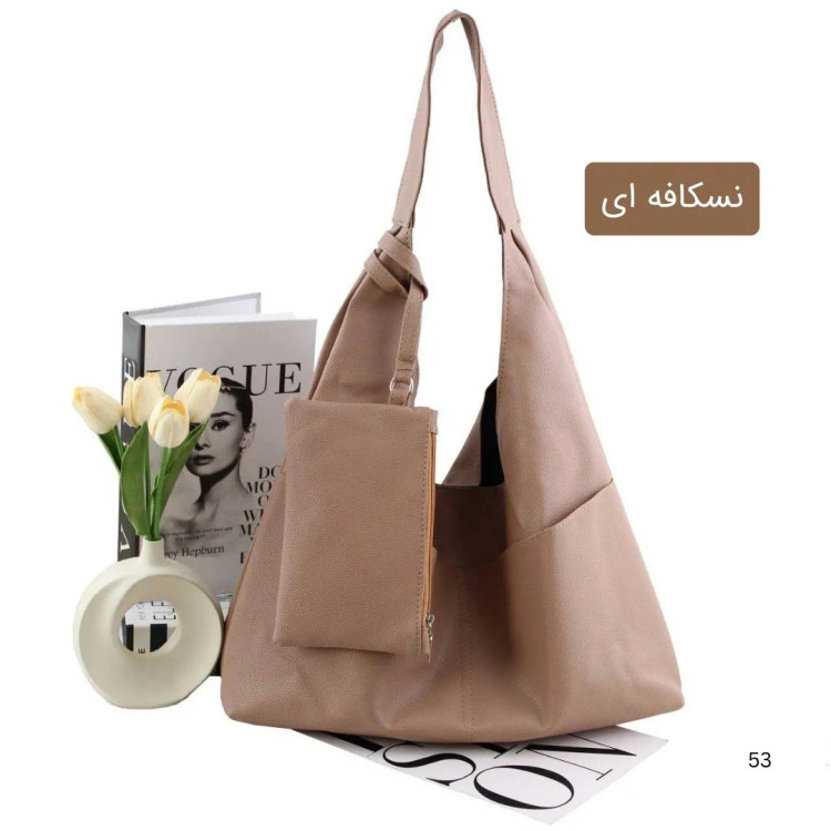 کیف زنانه چرم مصنوعی روزمره و دانشگاهی سه جیب بیرونی