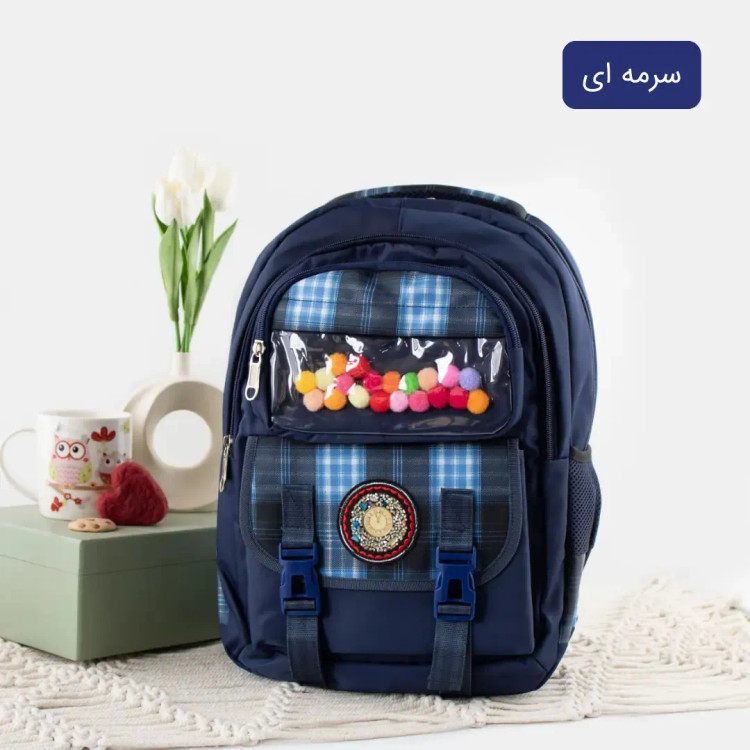 کوله پشتی مدرسه و دانشگاه پارچه ای با بند بلند و 6 جیب بیرونی ابعاد 40 در 30 در 15 سانتیمتر