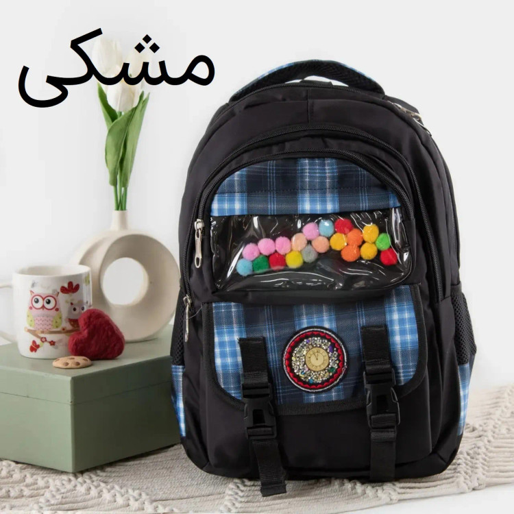 کوله پشتی مدرسه و دانشگاه پارچه ای با بند بلند و 6 جیب بیرونی ابعاد 40 در 30 در 15 سانتیمتر