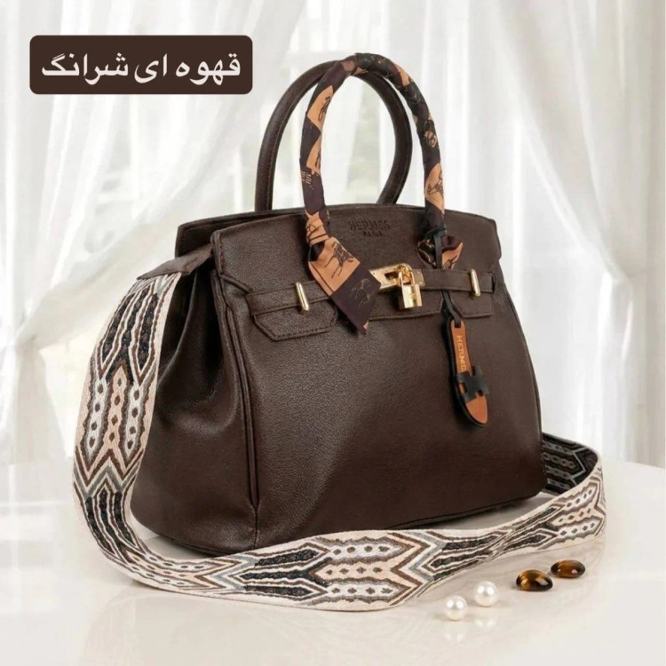 کیف زنانه هرمس چرم مصنوعی بند بلند ابعاد 30 در 25 سانتیمتر
