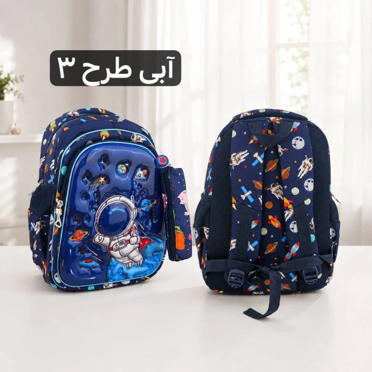 کوله پشتی مدرسه ای پارچه ای با جامدادی همراه
