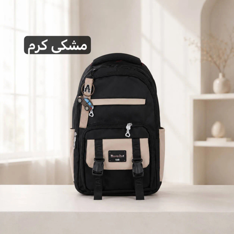 کوله پشتی مدرسه و دانشگاه پارچه ای مدل زیپی ابعاد 46 در 38 سانتیمتر