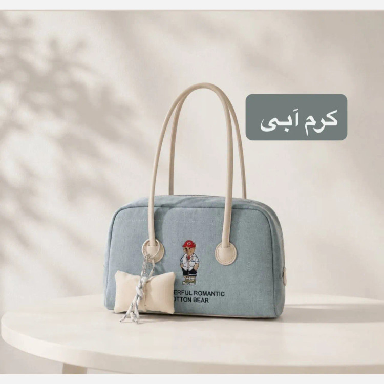کیف زنانه روزمره پارچه ای طرح کنف با آستر ساتن