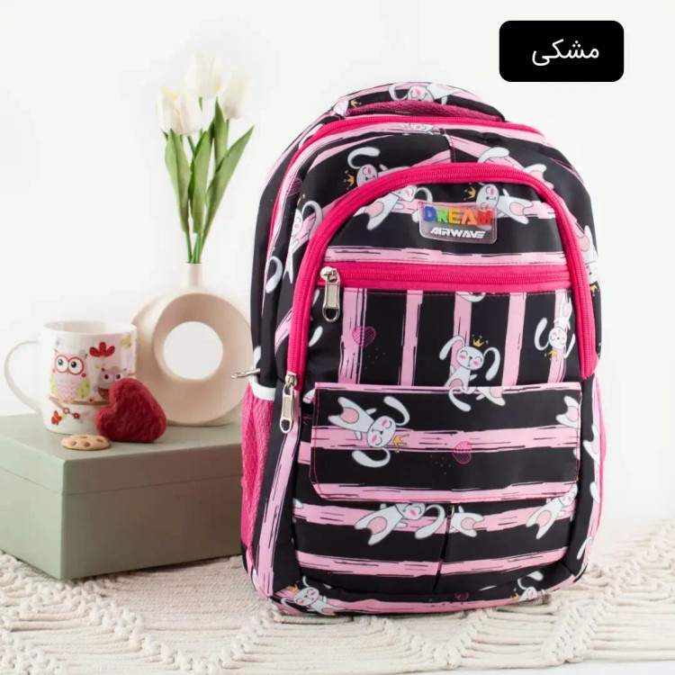 کوله پشتی پارچه ای روزمره و مدرسه سه بند مدل زیپی