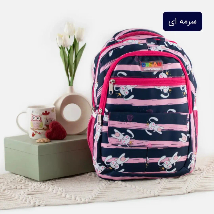 کوله پشتی پارچه ای روزمره و مدرسه سه بند مدل زیپی