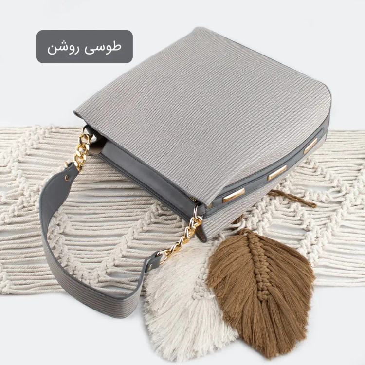 کیف زنانه روزمره چرم مصنوعی با بند بلند و جیب داخلی