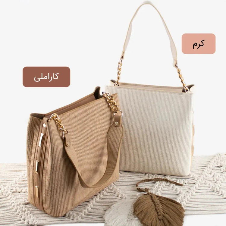 کیف زنانه روزمره چرم مصنوعی با بند بلند و جیب داخلی