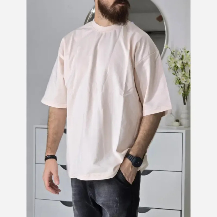 تیشرت باکسی بیسیک پگادور پارچه دورس دو نخ سایز L XL XXL رنگ بندی مداد رنگی
