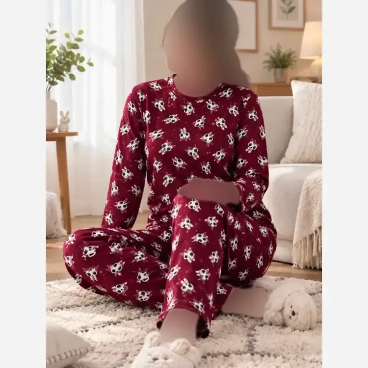 ست بلوز شلوار مخمل زنانه طرح سه بعدی فری سایز 36 تا 48